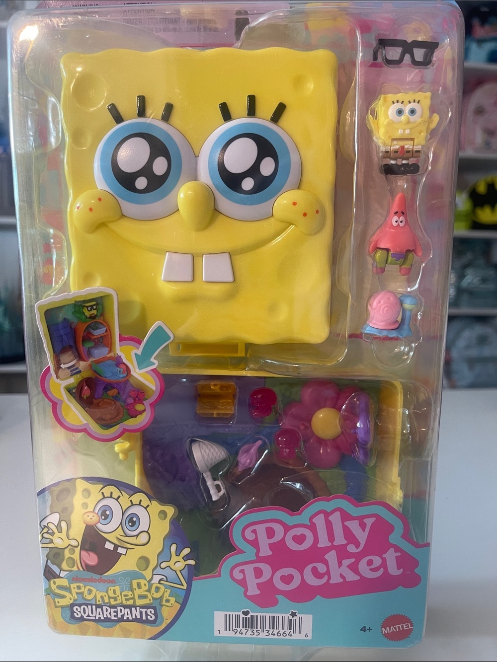 Polly Pocket x SpongeBob SquarePants Yellow SpongeBob Mini Playset